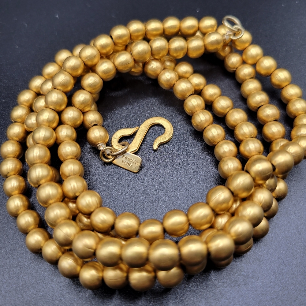 Vtg Kenneth Jay Lane (Kjl) 37" Gold Tone Balls Ne… - image 2